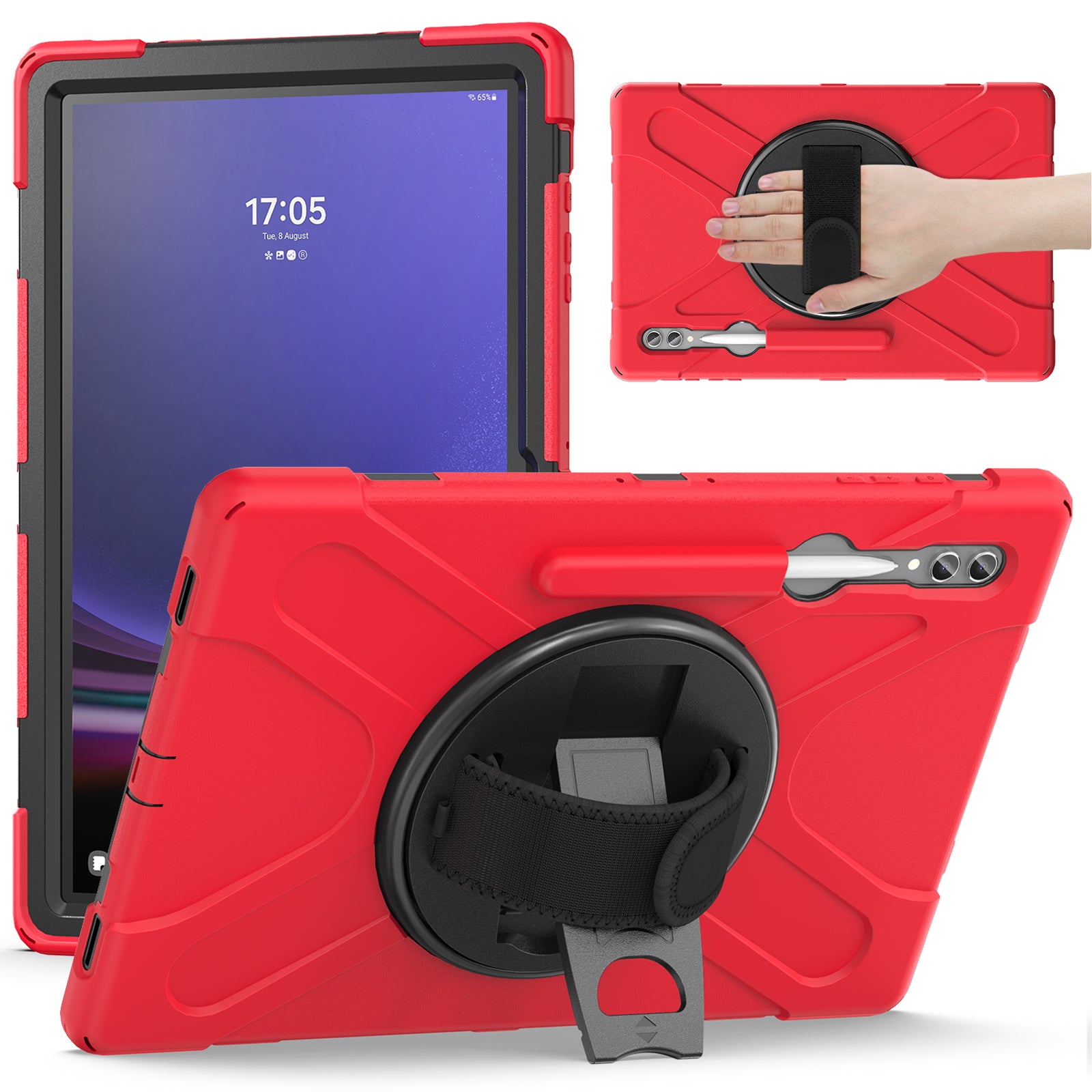For Samsung Galaxy Tab S9 Ultra X910 S8 Ultra X900 X906 PC Silicone Kickstand Tablet Case with Hand Band For Samsung Galaxy Tab S9 Ultra X910 S8 Ultra X900 X906 PC Silicone Kickstand Tablet Case with Hand Band